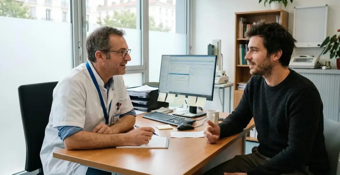 Consultation médicale gynécomastie avec un spécialiste en cabinet